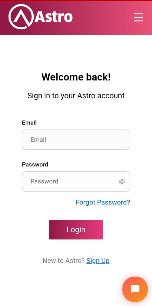 Astro login